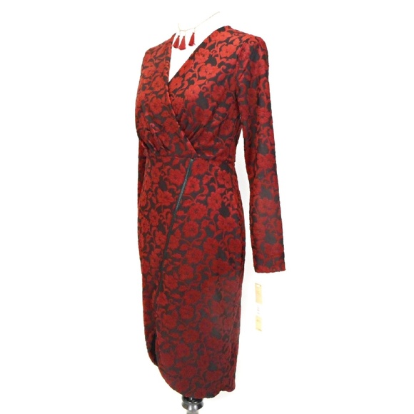 RACHEL ROY Sophisticated Floral Asymmetrical Zipper Front Cocktail Dress - Picture 7 of 8